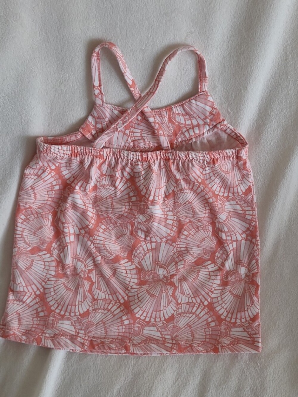 OshKosh B'gosh Pink and White Floral Tank Top with Cross-Back Straps - Picture 4 of 4